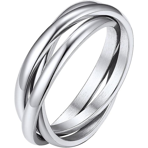 18k Pläterad Interlåsande Rullande Oro Ring För Ångest För Kvinnor Och Män, Rostfritt Stål/tricolor/regnbåge/rosguld/svart/guld Stackningsring5