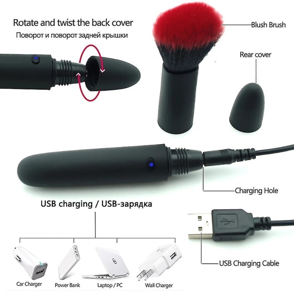 Trådlös kraftfull kroppsmassageapparat Makeup Brush Style 10 starka vibrationshastigheter Ansiktsakupunkturmassageapparat Makeup Vibrator För