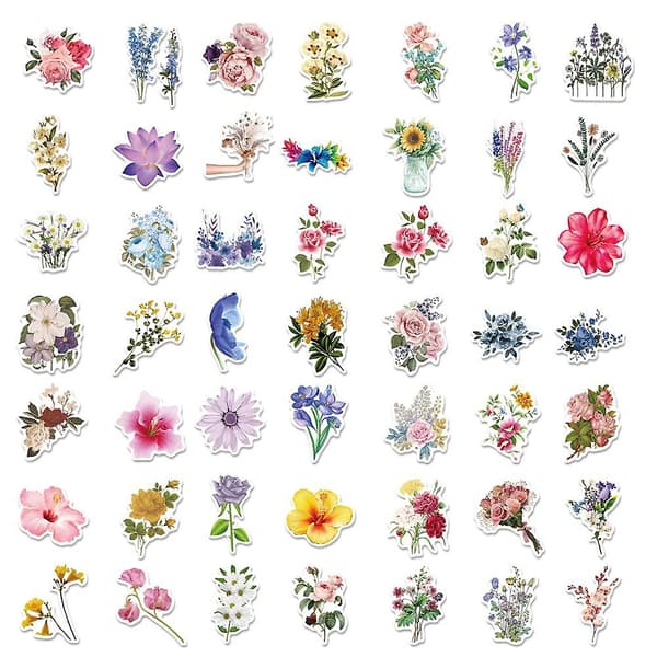 50 høstblomsterklistremerker
