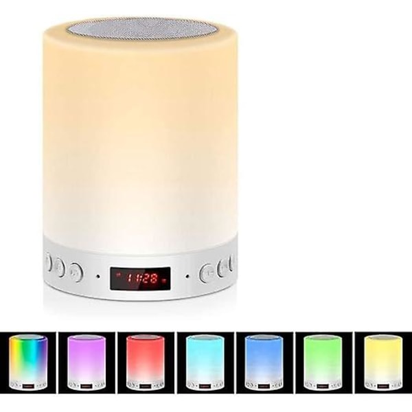 Bluetooth-högtalare Dimbar sänglampa Touch Control Rgb 6 Färgförändrande nattljus väckarklocka bordslampor för sovrum