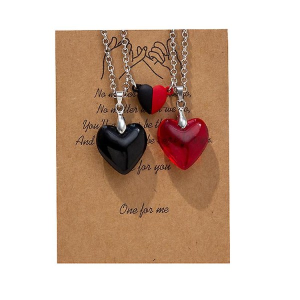 Par Halsband Stitching Creative Necklace Love Fragments Halsband svart+rött