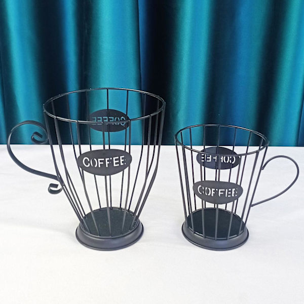 Kreativ järnfruktkapsel förvaringskorg Espresso kaffekapslar hållare arrangör för hem（L，Gyllene）