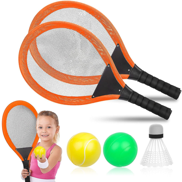 1 par børne tennisketchersæt inklusive gratis badminton oceanbold blød tennisketsjer tennis- og badmintonketchersæt