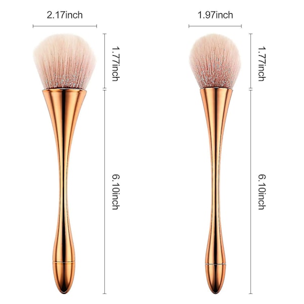 2 stycken stora mineralpuderborstar, mjuka fluffiga sminkborstar för foundation, rouge och highlighter, professionellt sminkset för blandning, buffing