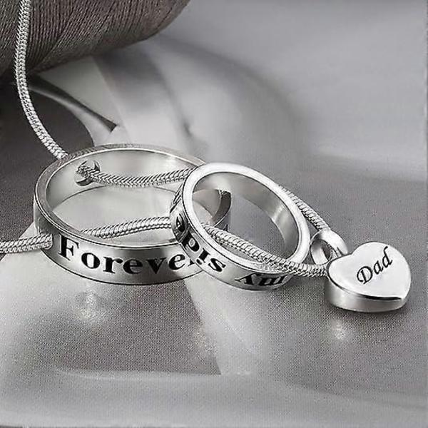 1 ST -Pappa-Kremerings Smycke Inte Längre Vid Min Sida, För Alltid I Mitt Hjärta Utskuren Locket Minneshalsband Souvenir Urna Hänge