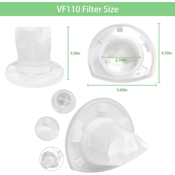 4 stk. udskiftningsfilter til Black & Decker Power Tools Vf110 Dustbuster trådløs støvsuger kompatibel med Chv1410l,chv9610, Chv1210, Chv1410, Chv1410b, Chv