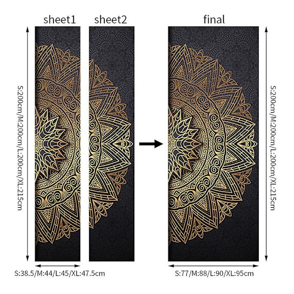 Vinyyli-oven tarra, kuori ja liimaa irrotettava jääkaapin kääre tarra, jalo mandala, 88*200cm, 2-in-1