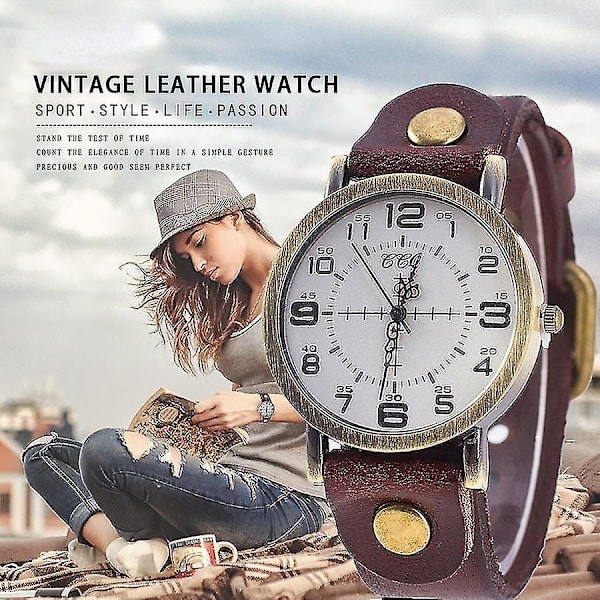 2023 Vintage Ko Læder Armbåndsur Dame Håndledsure Casual Luksus Quartz Ur Relogio Feminino Hot Sælger