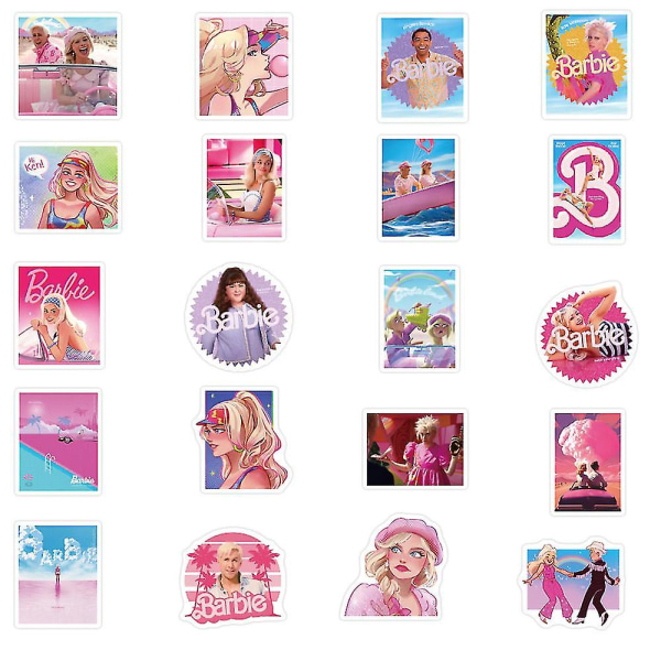 50 stk vandtætte Barbie Movie Graffiti-klistermærker Pink-tema-dekaler til vandflaske, notesblok, bærbar, mobiltelefon, guitar, bagage