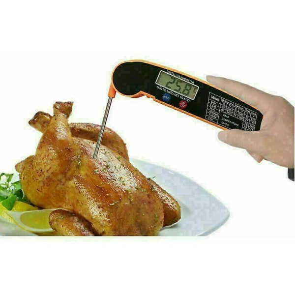 Aleko kjøkkentermometer, 3s instant Read Cooking Thermometer, Kjøtttermometer, Med LED-bakgrunnsbelysningsskjerm, sammenleggbar sonde for matlaging, kjøtt, grill, S