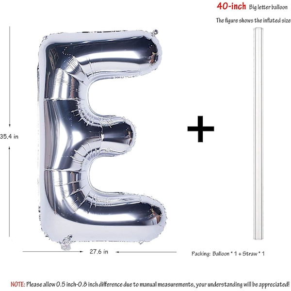 Bokstavsballonger 40 tum Jätte Jumbo Heliumfolie Mylar för Festdekorationer Silver B