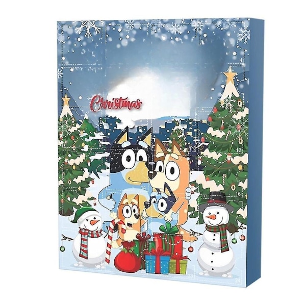 Christmas Bluey adventskalender 2023, Xmas 24-dagers nedtellingskalendere, 24 stk Søt tegneserie Bluey Puppy Figures Dukke Julestrømpe Stuff Gaver