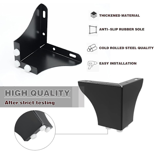 4 st möbelben i metall, 10 cm höga soffben, moderna triangulära möbelfötter DIY-ersättning