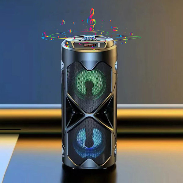 Bluetooth-högtalare, trådlöst bärbart Bluetooth-stereoljud med lampor, danshögtalare utomhus plug-in-kort högpresterande subwoofer