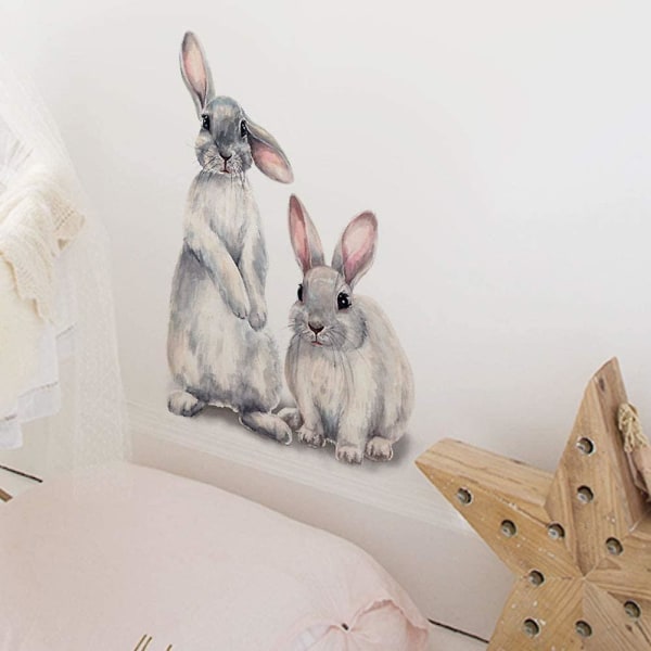 Sarjakuva Rabbit Art Decals Pupuseinätarrat Vedenpitävä vinyyli Itseliimautuvat Irrotettavat seinämaalaukset Lastenhuoneeseen Makuuhuone lastentarha Toddler Tee-se-itse Decorati