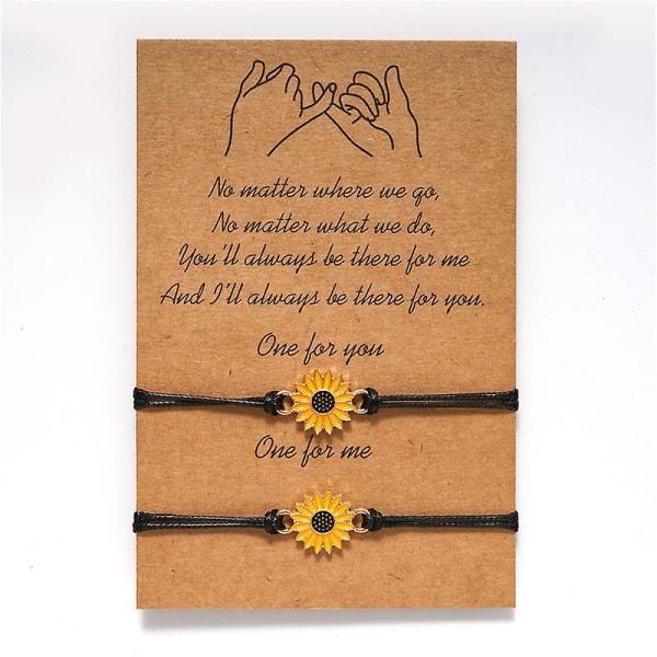 WABJTAM Sunflower Pinky Promise Armband Bästa vän Långdistansvänskapspresenter för kvinnor tonårsflickor