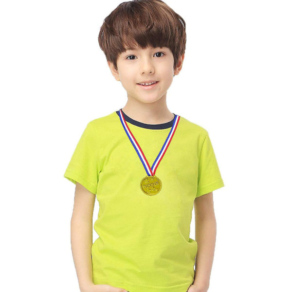 100 kpl Kids Plastic Winner Mitalit Gold Winner Award -mitalit yhteensopiva tyyli, juhlakoristeet ja palkinto