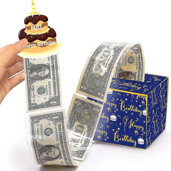 Syntymäpäiväraha-lahjarasia käteisellä, rahalahjalaatikot käteisellä ja ulosvedettävä Happy Birthday Day -kortti ja 24 kpl läpinäkyviä laukkuja