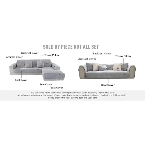 Hörnsofföverdrag Quiltat Sofföverdrag Med Armstöd Med Vänster/höger Meridian - L-format Fläckskyddande Soffskydd (grå, 90x180cm/rektangulär)