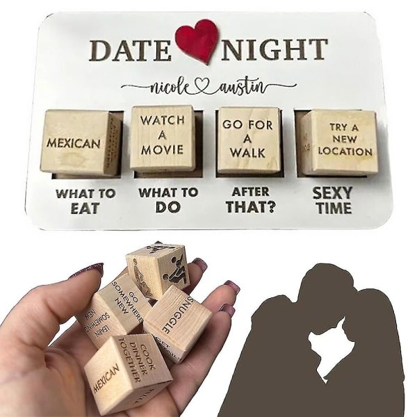 Date Night Dice After Dark, Treffit Night Puiset Dice Romanttinen peli pariskunnille, Hauska vuosipäivä Treffi-ilta Noppalahja