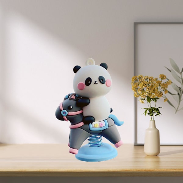 Bilfjäderdekoration Kreativ Skakande Huvudprydnad Snygg Skrivbordsdocka Dekoration Gunghäst（Panda）
