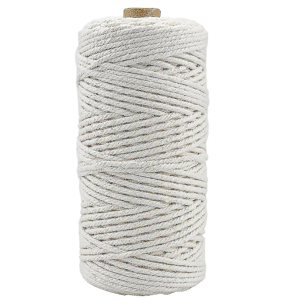 Macrame-snöre, 3mm 100 meter Mjuk Bomullsmacrame-snöre Naturlig Bomull