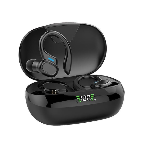 Øremontert Bluetooth-hodesett Noninear Sportsløping Ultralang batterilevetid Headset Digital Display Støyreduksjon Trådløst Headset（svart）