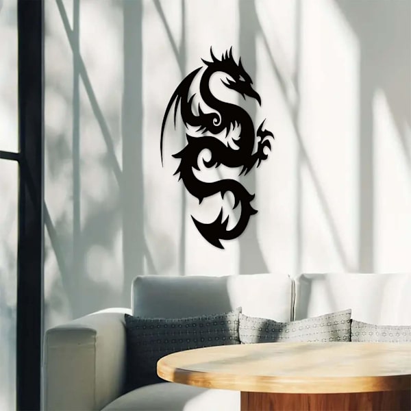 Metallväggkonst drake, drake heminredning, drakeälskare present, modern unik inomhus- och utomhusdekor