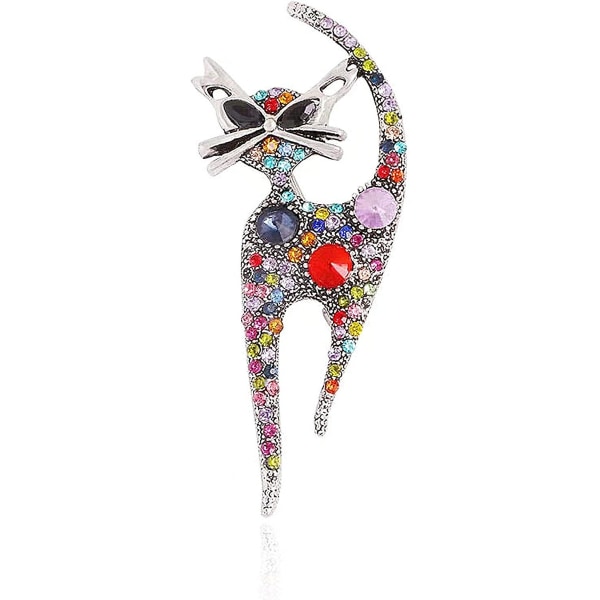 vintage itävaltalainen kristalli strassit outo kissa rintakoru huivi solki neula miehille naisille tyttö muoti persoonallisuus korut