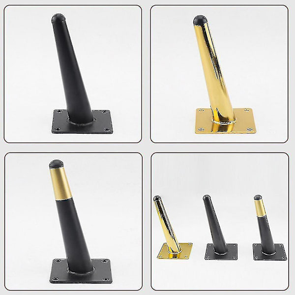 4 st möbelfötter i järn, rostfria, avsmalnande möbelben för soffbord (matt svart, 15 cm 4 st)