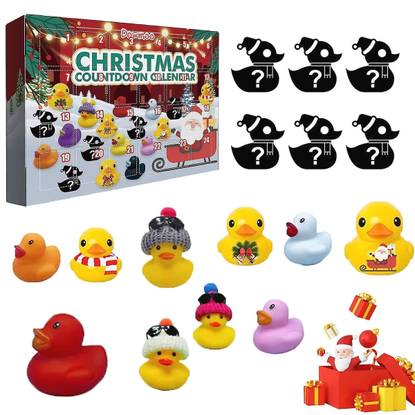 Christmas Rubber Duck Advent Calendar 2022, Christmas Rubber Duck Toy Blind Box Kreativ julegave 24 dage, velegnet til julegaver, fødselsdag