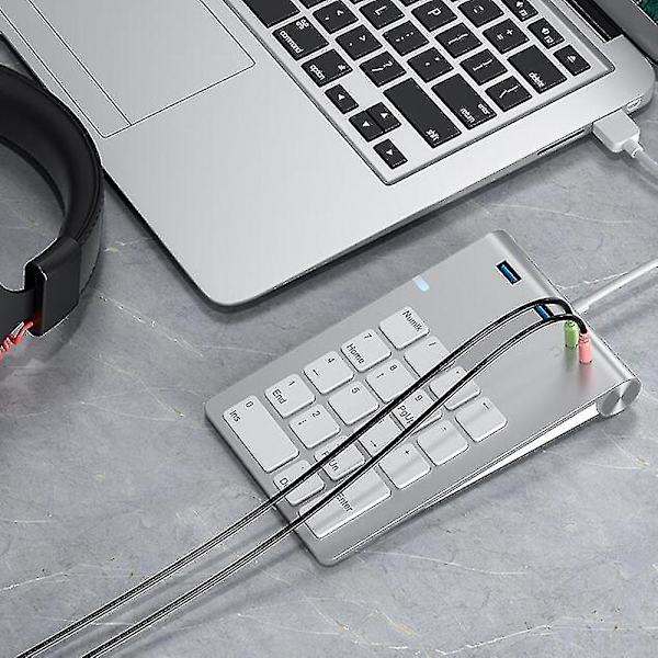 USB numerisk tastatur 18 taster med USB 3.0 port hubber og lydadapter_Aleko
