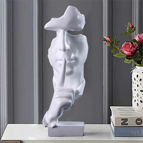 Tystnad är guld Tänkare Staty, Moderna och enkla Resin-saker, Kreativa abstrakta figurskulpturer för entré, Kreativt rum hemma, Kontorsstudie,
