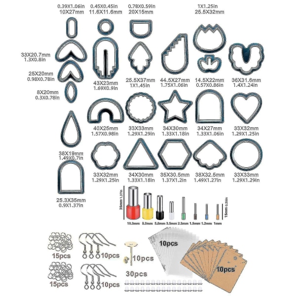 142 stk. Plastic Polymer Clay Cutters til øreringe Øreringe Displaysæt inklusive 24 figurer Plastic Clay Cutters（Blå）