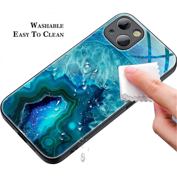 iPhone 13 Skal, Glasbaksida Design Anti-Repor, TPU Stötskyddande Kant Anti-Fall Skydd, Skärm Kamera Lätt Konvex Ramskydd