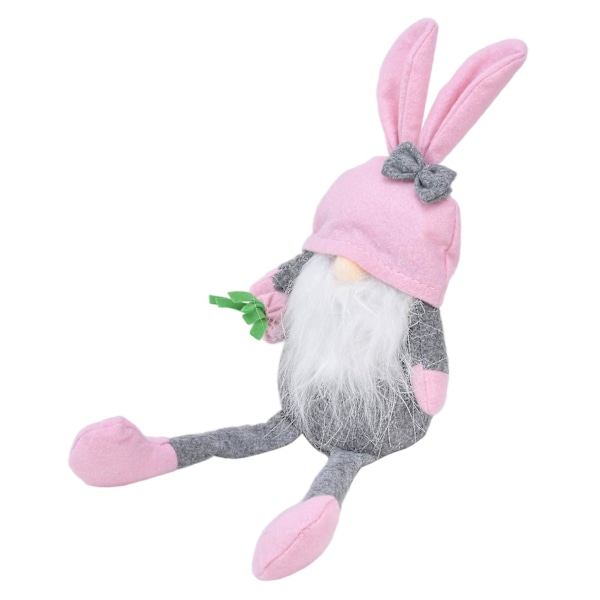 Påskhare Gnome Dockor Mjukt Tyg Långt Ben Söt Faceless Gnome Prydnad För Heminredning（Rosa Hatt）