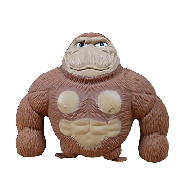 Gorilla Stretchy Squishy Antistress Squeeze Elastic Monkey Simulation Toy Gift（Brun）