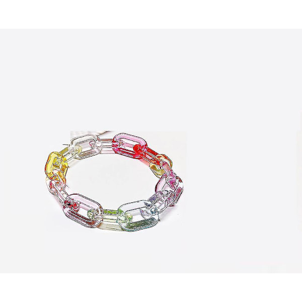 2 st Regnbågsakrylkedje Armband Färgglada Transparenta Pappersklämmkedjor