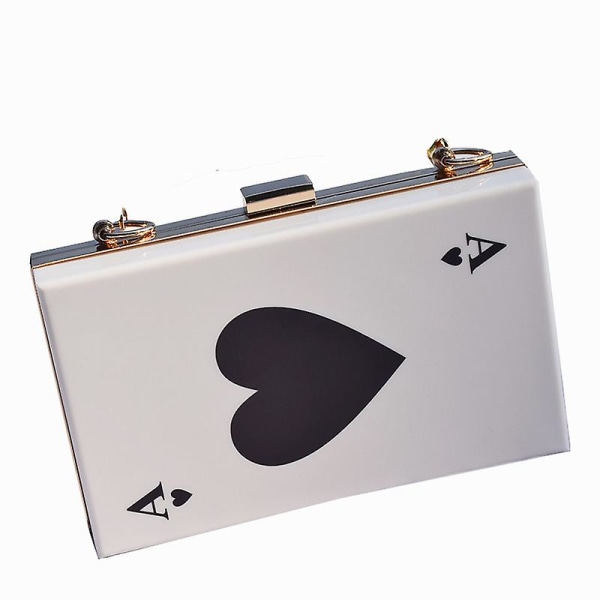 Aften clutch håndtaske til kvinder poker form clutch box pung taske med kæde hvid