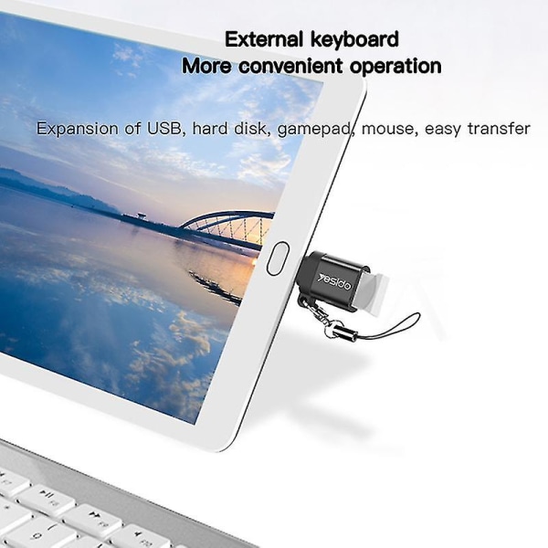 Kannettava Yesido Gs06 Type-c USB Otg -liittimeen USB avaimenperällä - musta_e