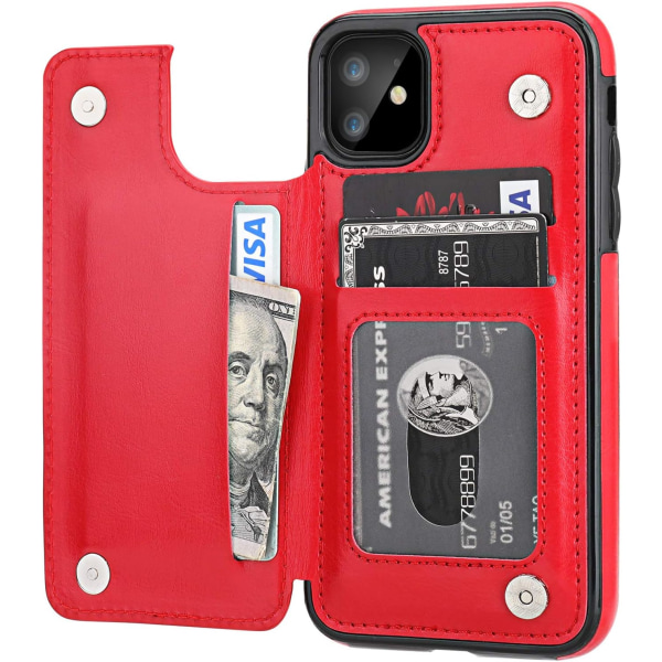 1 st iPhone case med korthållare-kortplats phone case röd iPhone11