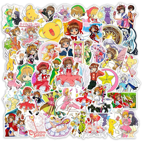 50 st. Japanska Anime Cardcaptor Sakura Klistermärken Vattentäta Vinyl Kawaii Klistermärken för Barn Tonåringar Vuxna Skateboard Dator Laptop Gitarr