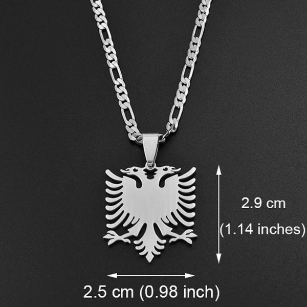 Smycken Karta Halsband,mode Albanien Eagle Hänge Halsband Dam Flickor Män Smycken Berlock Present Patriot Choker Sweater Chain