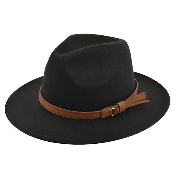 Retro Jazzhatt Suede Bälte Ullhatt Cowboyhatt Retro Imitation Ullhatt Platt Brättehatt Bf150