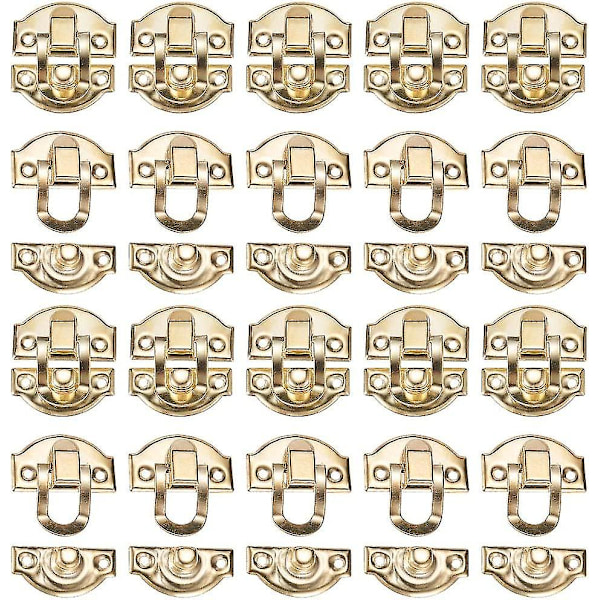 20-pack smyckeskrinlås, trälås, 29 mm x 26 mm, guld