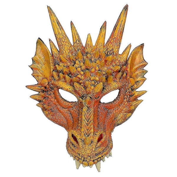 Dragon Mask Carnival Cosplay Fancy Dress Halloween Costume (gul)
