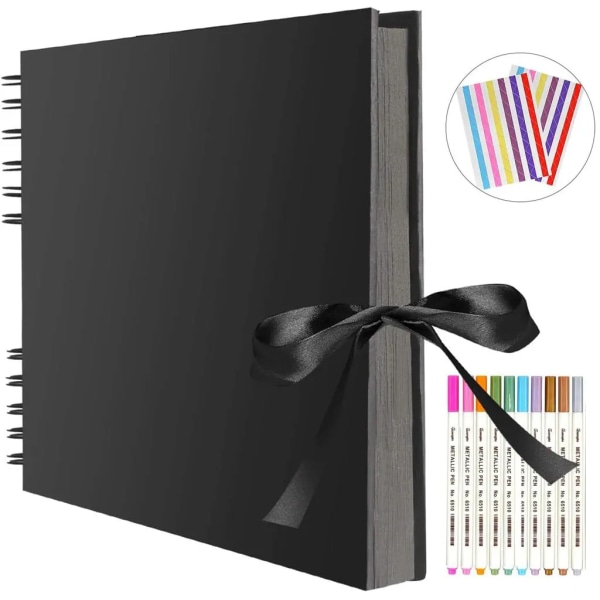 Fotoalbum 80 svarta sidor klippbok fotoalbum att designa själv 40 ark 29x21,5cm fotobok att limma i DIY