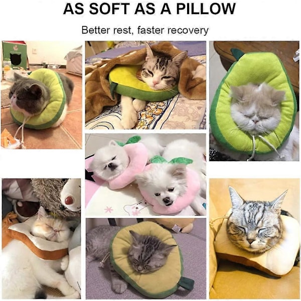 Justerbar Kattkrage Mjuk, Kattåterhämtningskrage, Söt Avocado E-Krage för Katter Efter Operation, Kattkrage för att Stoppa Slickande för Katt/Kattunge/Små
