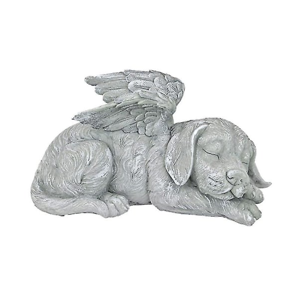 Hund Englestatue Mindesmærke Grav Markør Hyldest Statue Havedekoration En Størrelse, Fuld Farve Havedekoration（Hund）