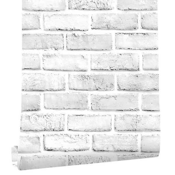 45600cm Gråvit 3d Tegel Kontaktpapper Självhäftande Stick And Peel Off Papper Stick Tegelpapper Tapet